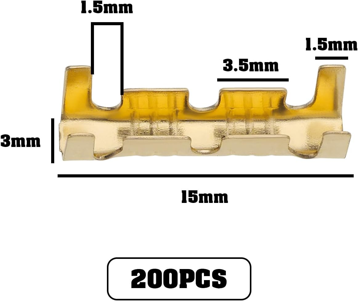 Emagtech 200Pcs Brass Crimp Electrical Connector Wire U-Shaped Terminal, U-Shaped Brass Crimp Terminal Connectors Suitable for Lines 0.5-1.5Mm image number 2