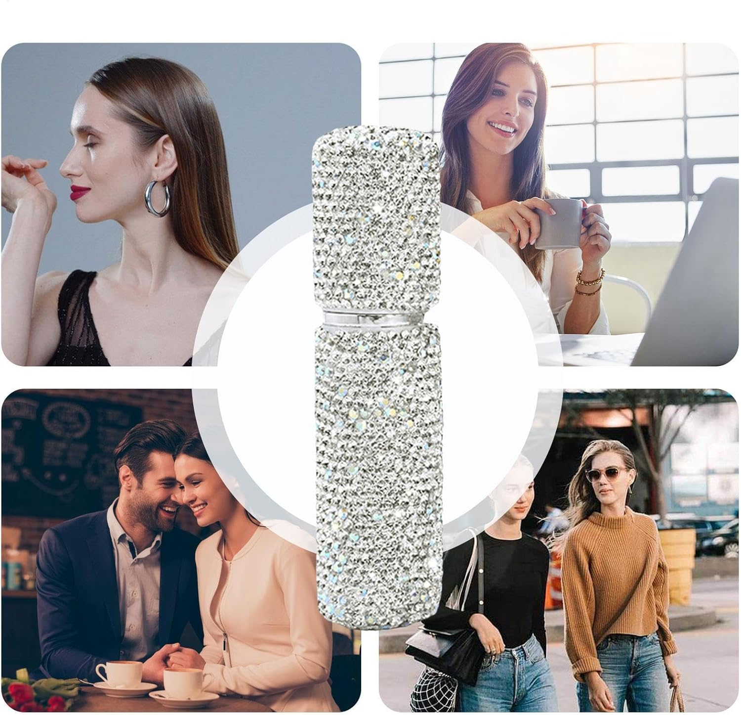 Atomiser Bottle - Refillable Perfume Bottle | Perfume Atomiser | Fragrance Oil Sprayer | 10Ml Bling Sample Case Glass Atomizer | Small Travel Dispenser for Hair Spray | Encrusted Spray Bottle image number 3