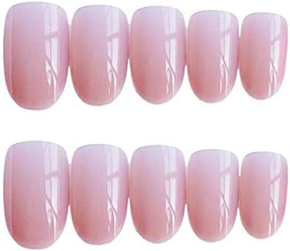 24 Pcs False Nail Patch Pink Fake Nails Short Natural Oval Artificial for Women and Girls image number 2