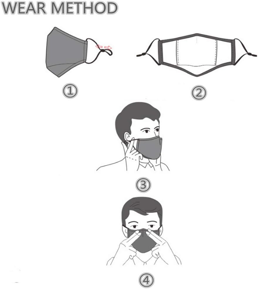 2 Pack Reusable Face Masks with 4 Filters, Cotton Washable Face Mask with 5-Layer Activated Carbon Filters and Adjustable Straps/Fits Most Adults-Black image number 2