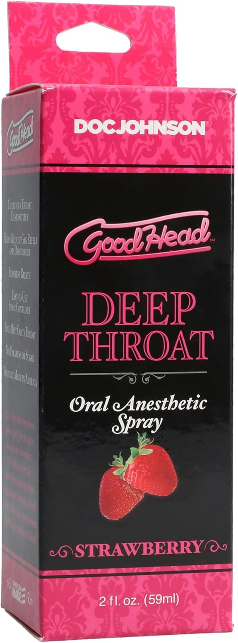 Doc Johnson Goodhead - Deep Throat Spray - Numbs Throat - Relaxes Gag Reflex - Sweet Strawberry - 2 Fl. Oz.(59 Ml) image number 1