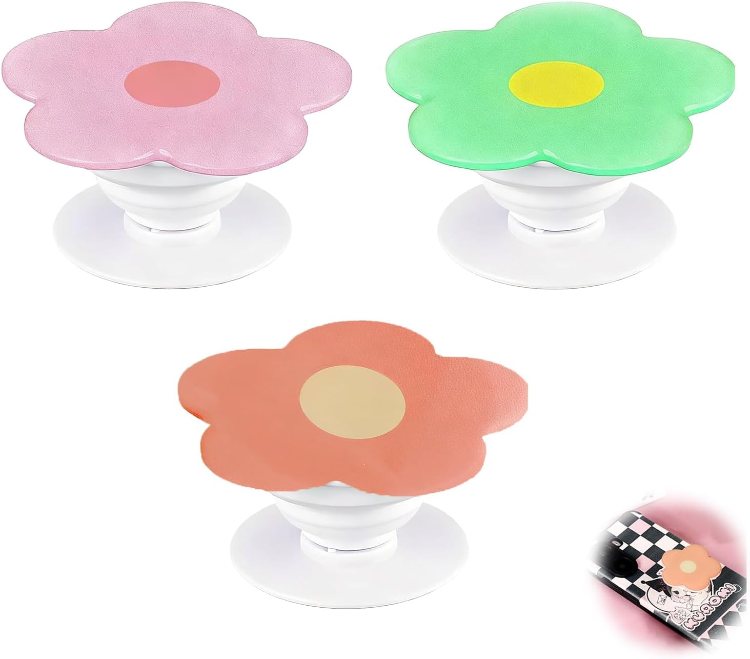 JANGJANG 3PCS Expandable Floral Phone Grip Stand Holder, Cute Collapsible Design with Interchangeable Kickstand, Ultra-Secure Comfortable Handle for Smartphones, Tablets, Kindle Accessories, image number 5