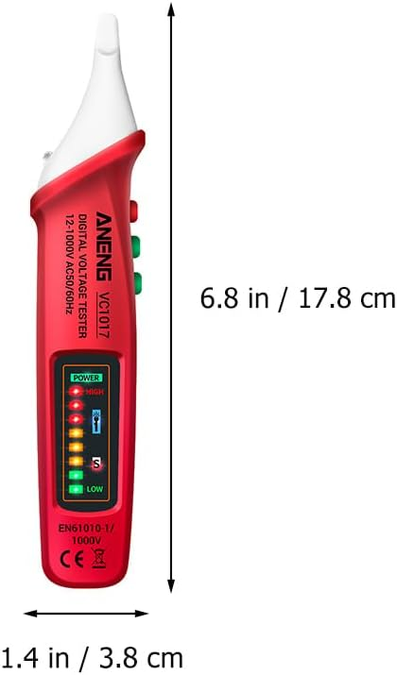 12V-1000V Voltage Tester: Adjustable Sensitivity Voltage Detector Pen AC Voltage Detector Pen with LED Flashlight - Sound and Light Warning Pencil Electrical Voltmeter Ammeter Circuit Tester Tool - Yellow image number 5