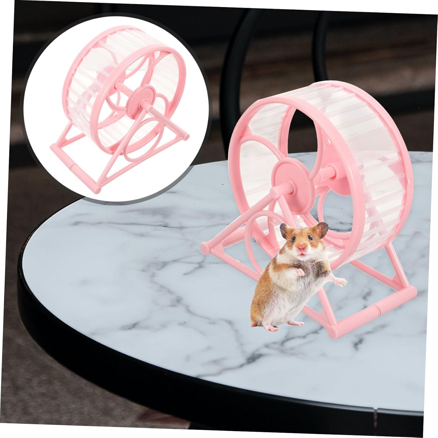 Silent Hamster and Gerbil Running Wheel Stand, Pink Plastic Exercise Wheel for Small Pets like Hedgehogs, Guinea Pigs and Chinchillas, Suitable for Cage Use and Small Animal Play image number 3