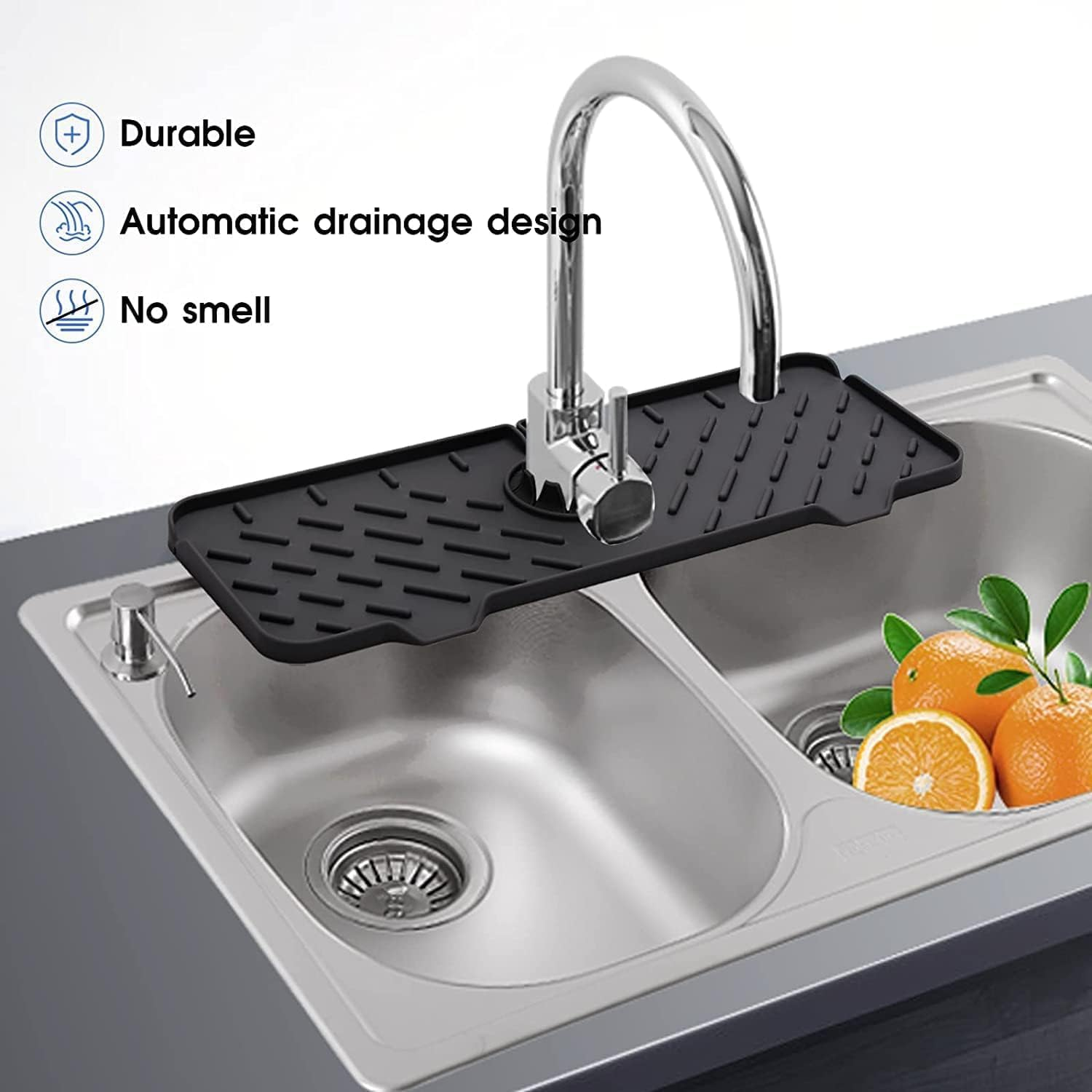 YBVABE Sink Splash Guard, Kitchen Silicone Faucet Mat Sink Water Splash Guard, Faucet Splash Catcher, Deflector under the Faucet, Sink Mat for Kitchen and Bathroom Keep Sinks Dry image number 3