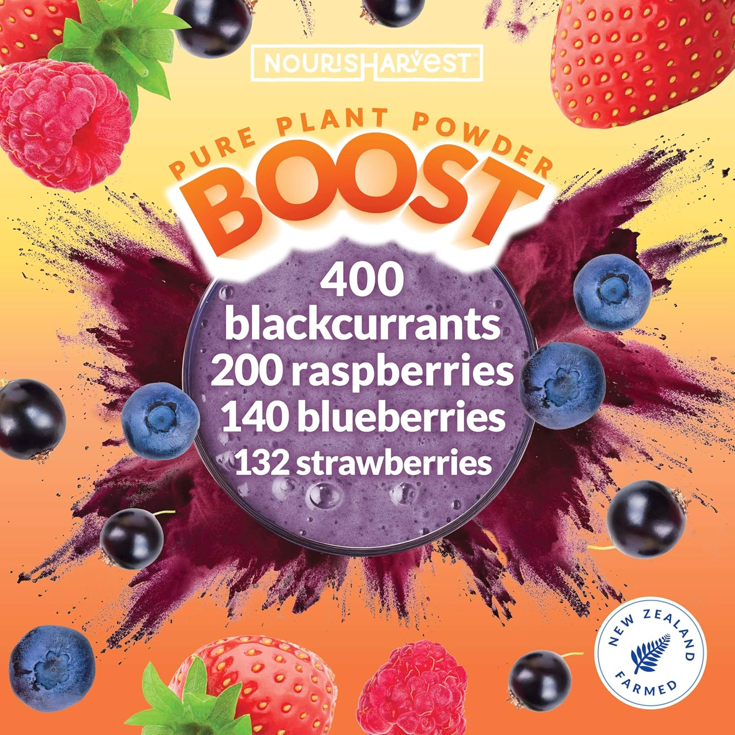 Nourisharvest Berry Smoothie Powder &ndash; 100% Natural Wholefood Blend with Blackcurrants, Raspberries, Blueberries & Strawberries &ndash; High in Fiber & Vitamin C &ndash; Antioxidant-Rich Superfood &ndash; Vegan, Gluten-Free &ndash; 200 Grams image number 5