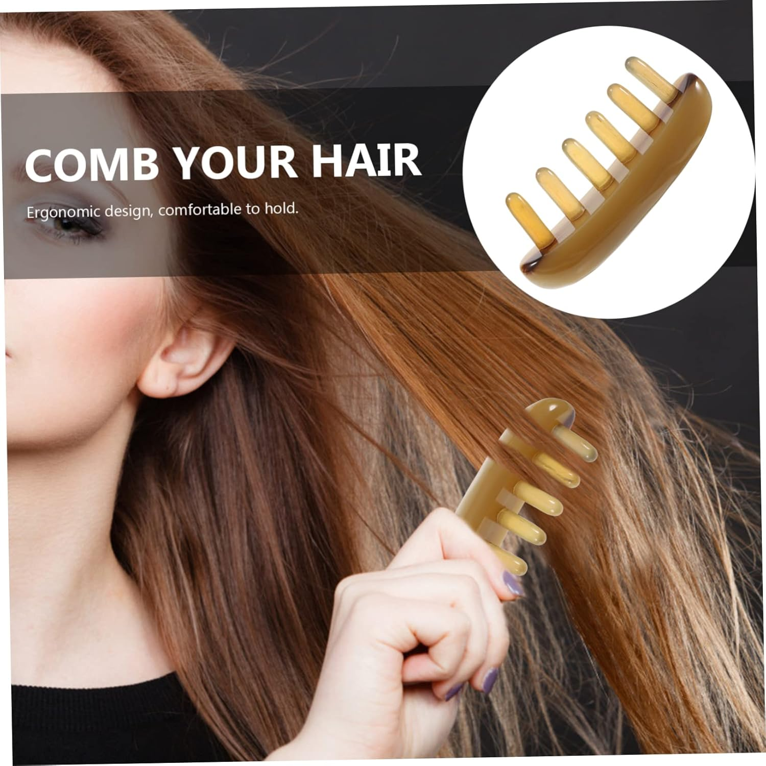 FRCOLOR Ox Horn Comb Massager Scalp Massager Hair Care Tool Multi-Functional Scaler image number 1