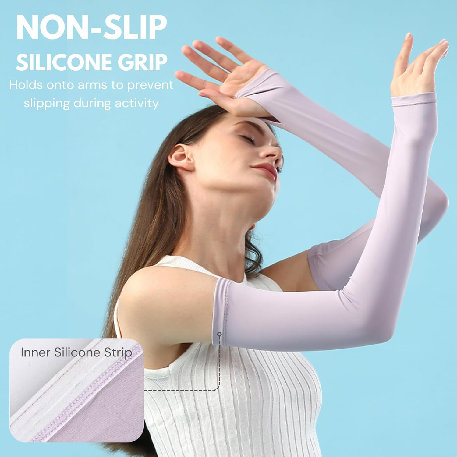 Women Arm Sleeves（2 Pairs） for Sun Protection UPF 50 &ndash; Cooling Compression Cover for Golf, Cycling, Running, Driving, UV Protection Sleeves for Volleyball, Sports & Outdoor Activities image number 3