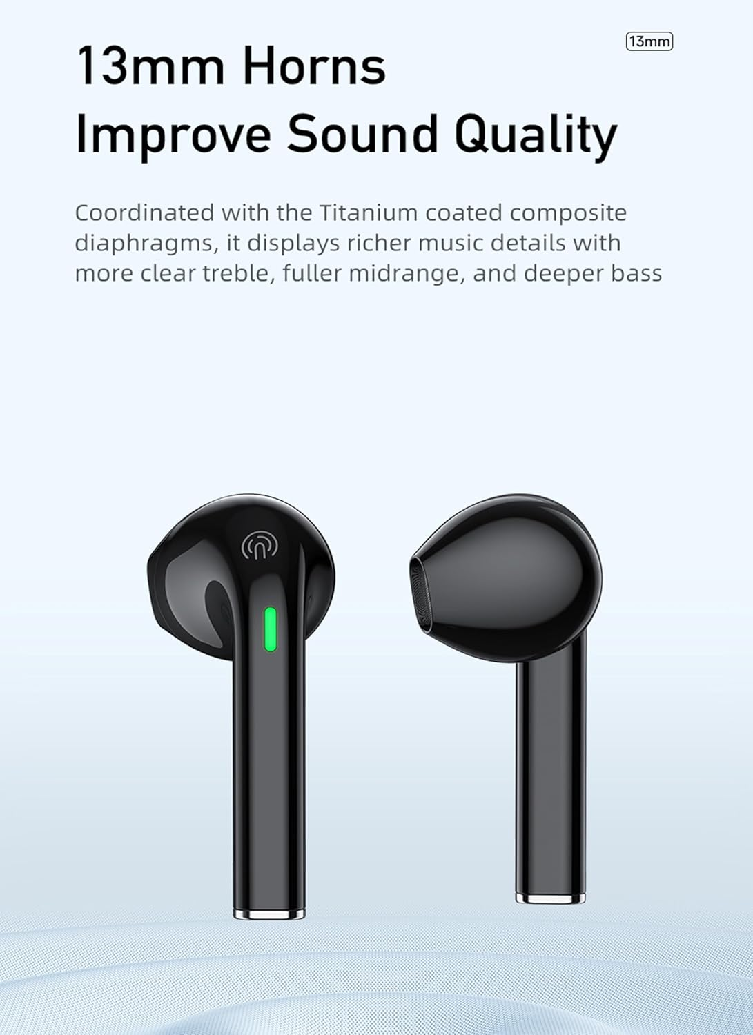 AWEI T26 Pro Wireless Ear Buds, Bluetooth Ear Buds with Big Bass Stereo Sound, 300Mah Headphone Charging Pod 36 Hours Playtime, Lightweight In-Ear Fit, Wireless Earbuds IPX6 Waterproof Black image number 5