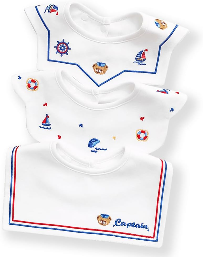 Amersis Sailor Baby Bibs 3 Pack for Baby Boys and Baby Girls