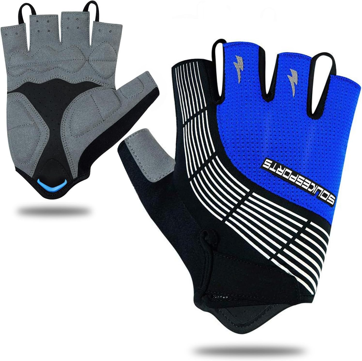 Souke Sports Cycling Bike Gloves Padded Half Finger Bicycle Gloves Shock-Absorbing Anti-Slip Breathable MTB Road Biking Gloves for Men/Women