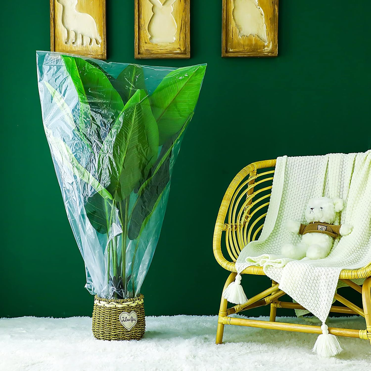 6 Pcs Winter Plant Covers Freeze Protection Small Plastic Clear Film Cover Shelter Bags Waterproof Frost Cloth for Outdoor Plants Greenhouse Garden Rain Frost Protection(27.6 X 43.3 Inch) image number 5