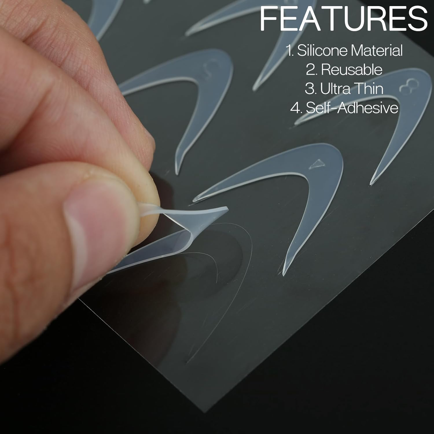 C12Rtive 60 Pieces Dual Nail Shape Stickers, Silicone French Manicure Stickers for Nail Shape, Gel Extension, Quick Build, Dual Nail Shapes Shape (Form-2) image number 4