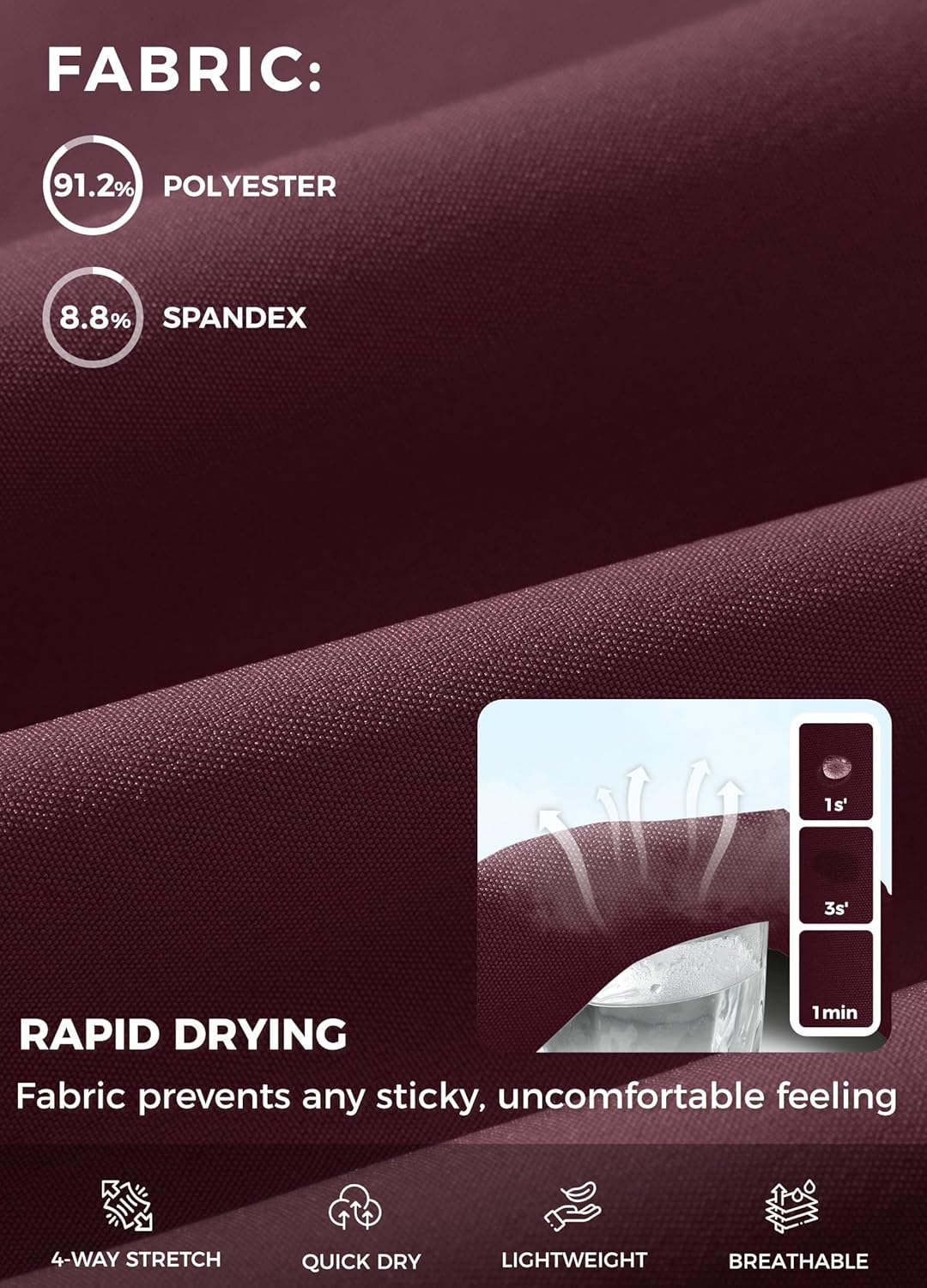 WILLIT Women'S 5" Athletic Running Shorts Quick Dry Workout Hiking Shorts High Waisted Active Shorts Zipper Pocket Dark Red 3XL image number 1