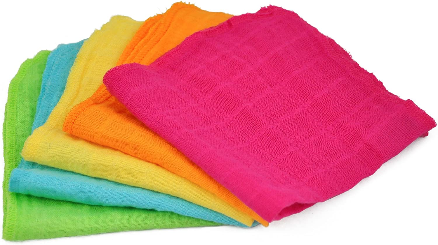 Green Sprouts Muslin Face Cloths Made from Organic Cotton (5-Pack), Pink Set image number 5