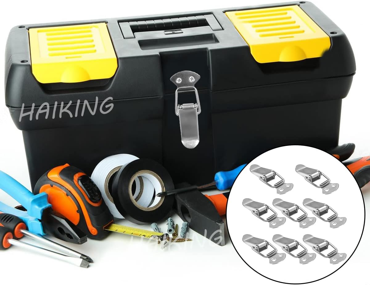 Tool Box Buckle, 8 PCS Stainless Steel Spring Toggle Locks for Cabinet, Boxes, Suitcase (90Mm Overall Length) image number 4