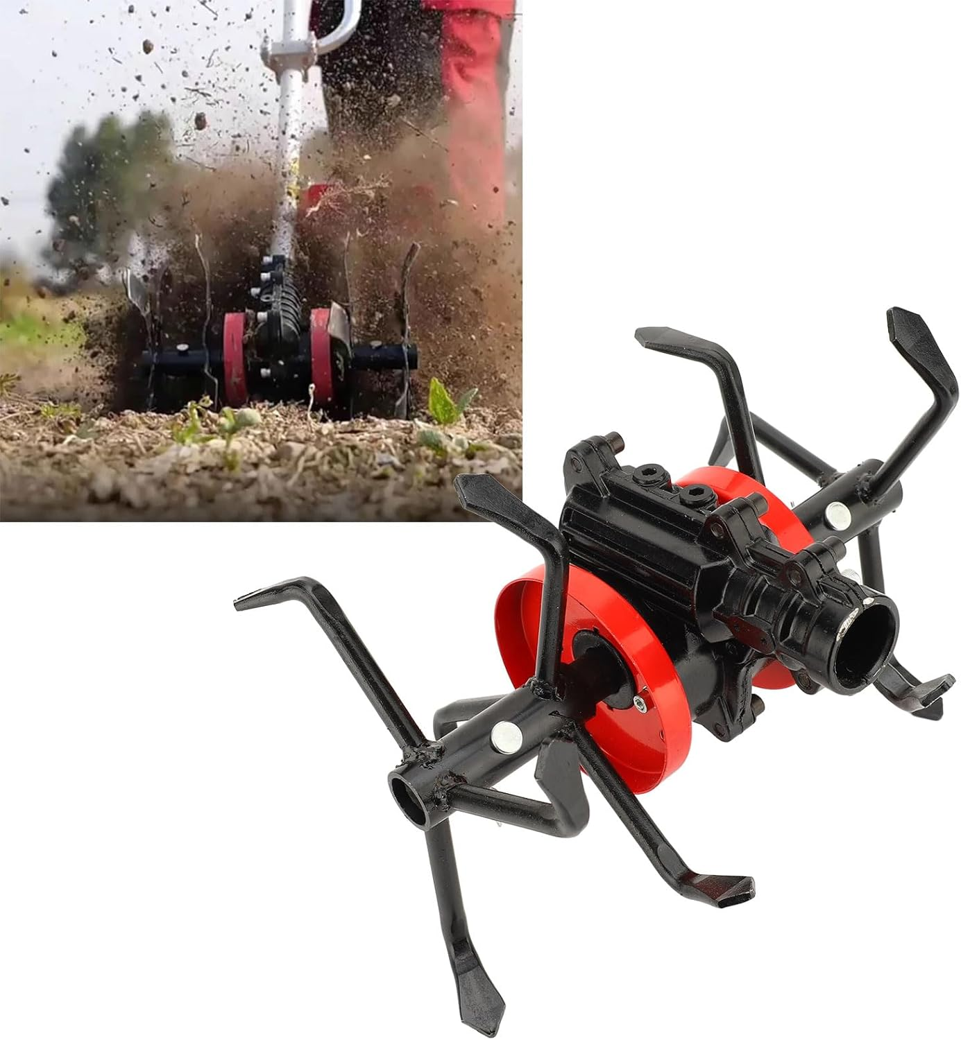 Electric Tiller Blade Head, 10.2 Tilling Width 9 Tines Blade for Cordless Cultivator, Electric Handheld Mini Garden Tiller Attachment for Soil, Lawn, and Vegetable Beds image number 4