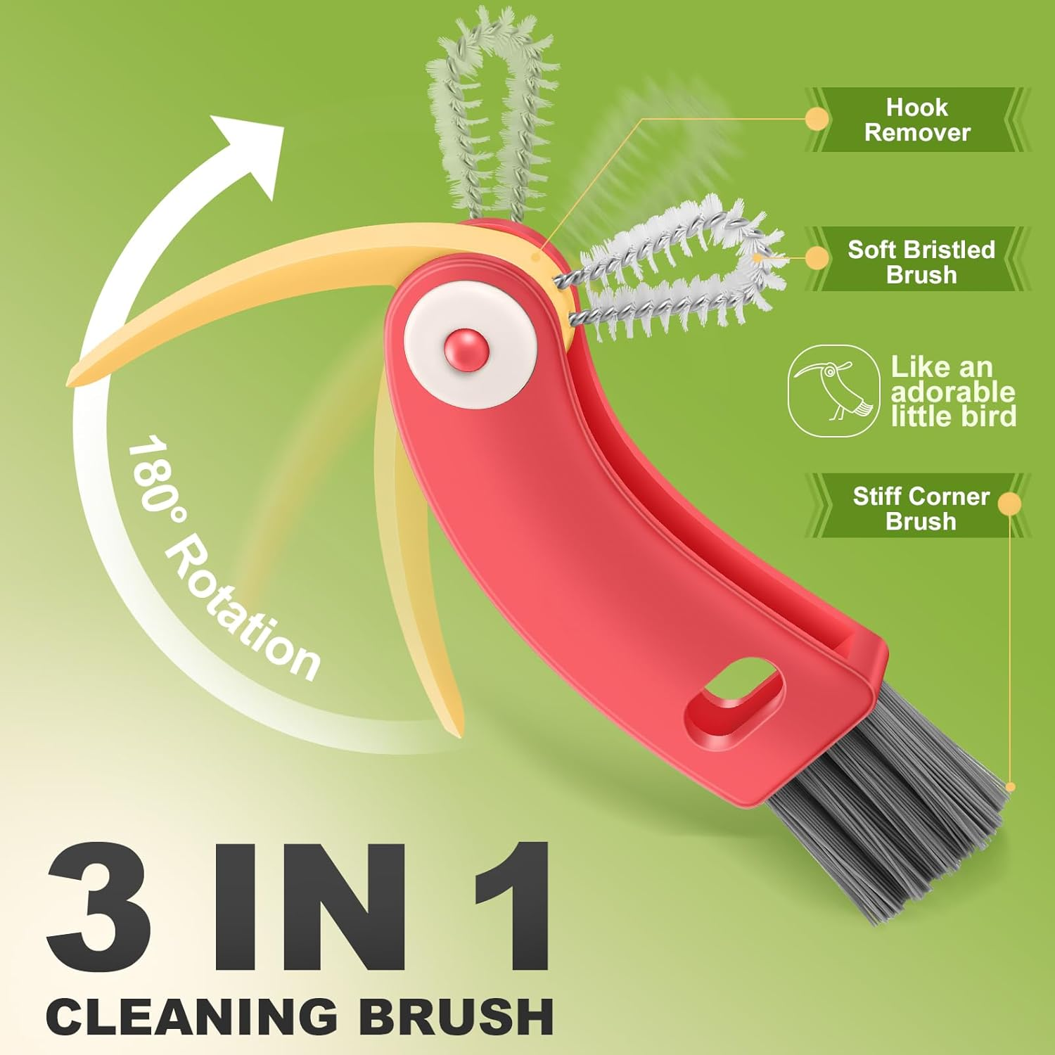 3 in 1 Cup Lid Cleaning Brush 4 Pack - Multifunctional Cleaning Brush Set for Tight Spaces, Bottle Gaps & Travel Mugs | Portable Durable Cup Lid Cleaner Tools with 4 Assorted Colors (Home Kitchen Use) image number 5