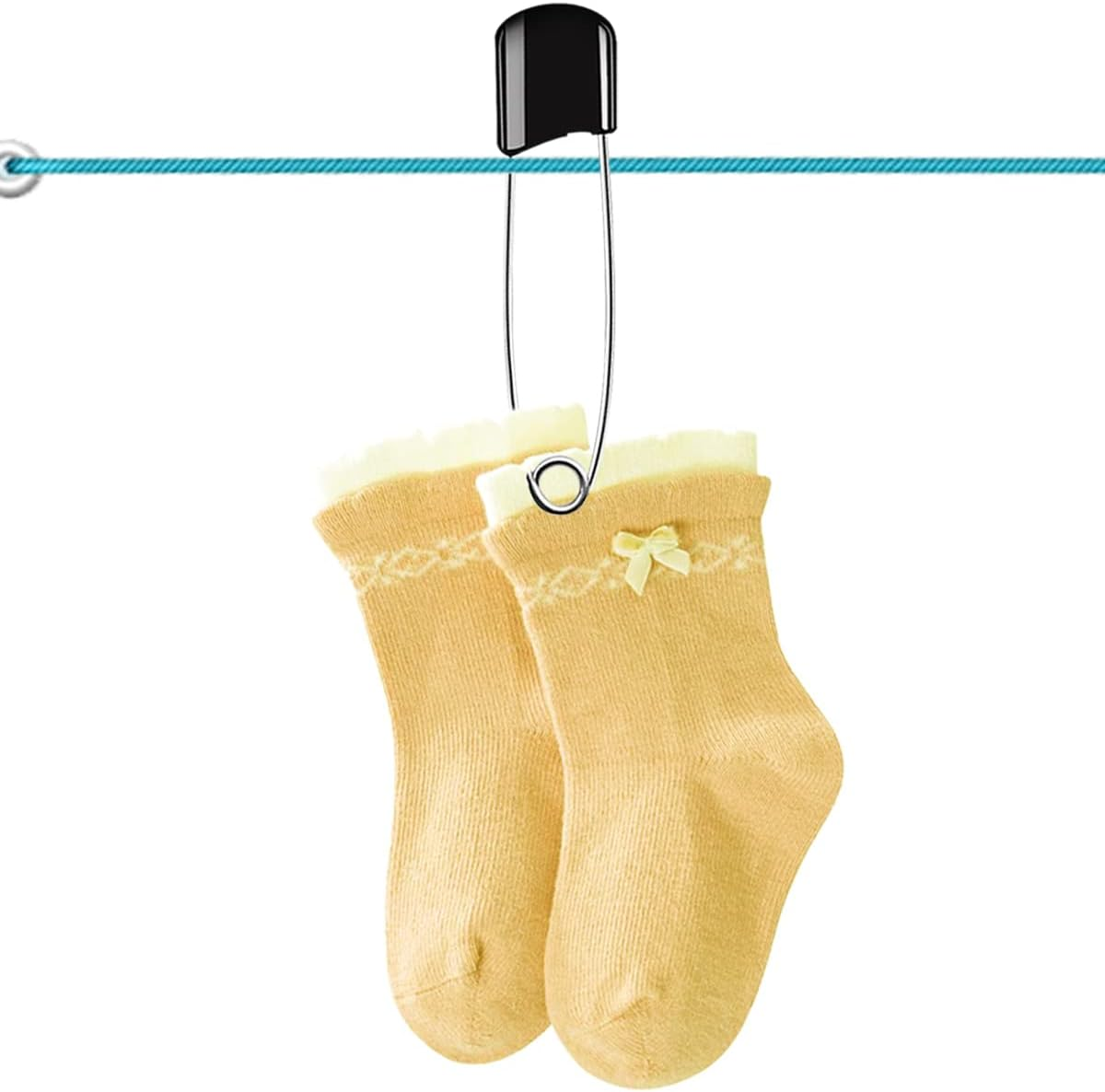 50 Pcs Diaper Pins, Plastic Head Safety Pin with Safe Locking Closures (Black) image number 6