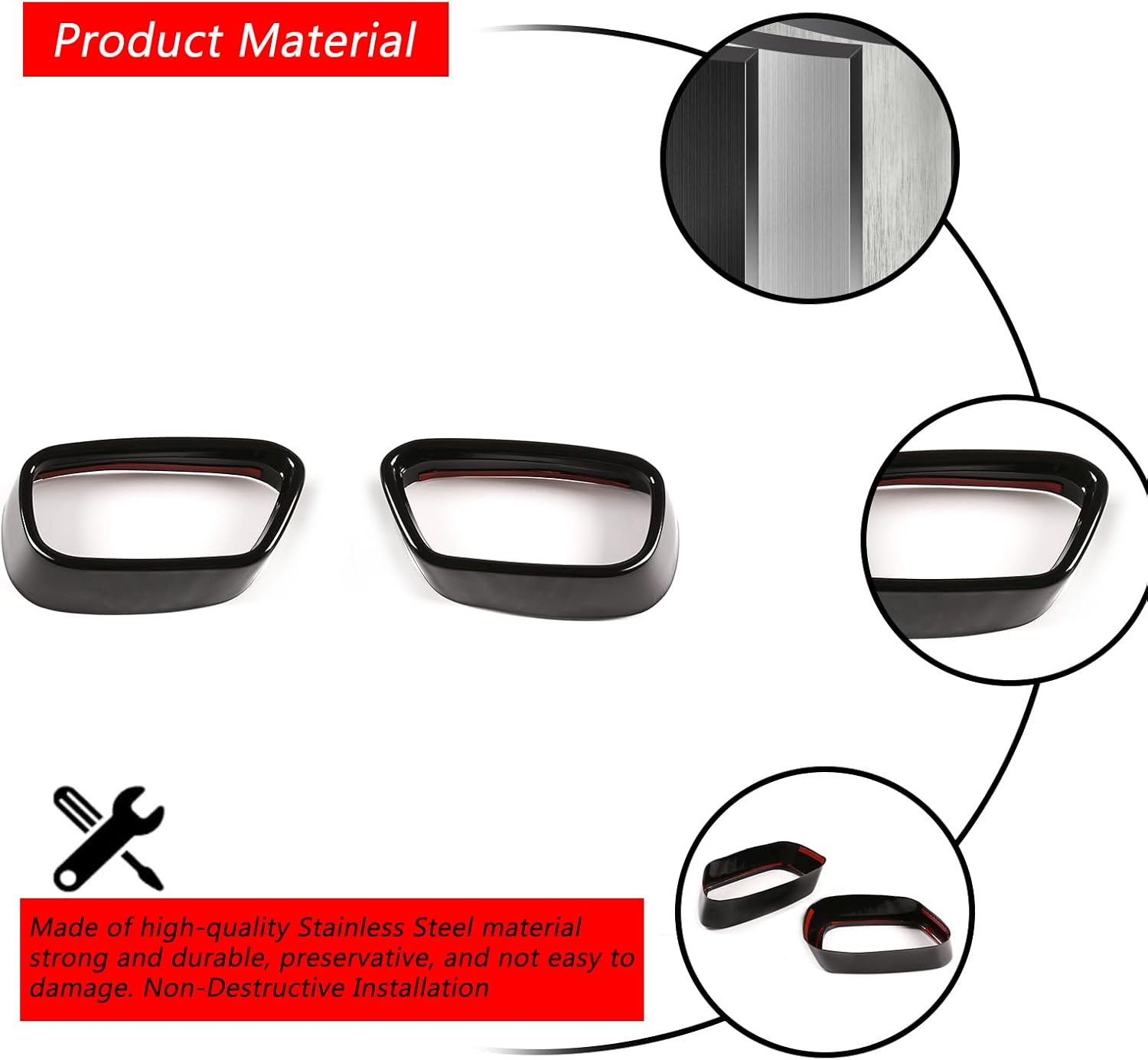 YIWANG Black Stainless Steel Tail Throat Vent Decorative Car Accessories for BMW X5 F15 X6 F16 2014-2019(Suitable for M Sports Version) image number 5