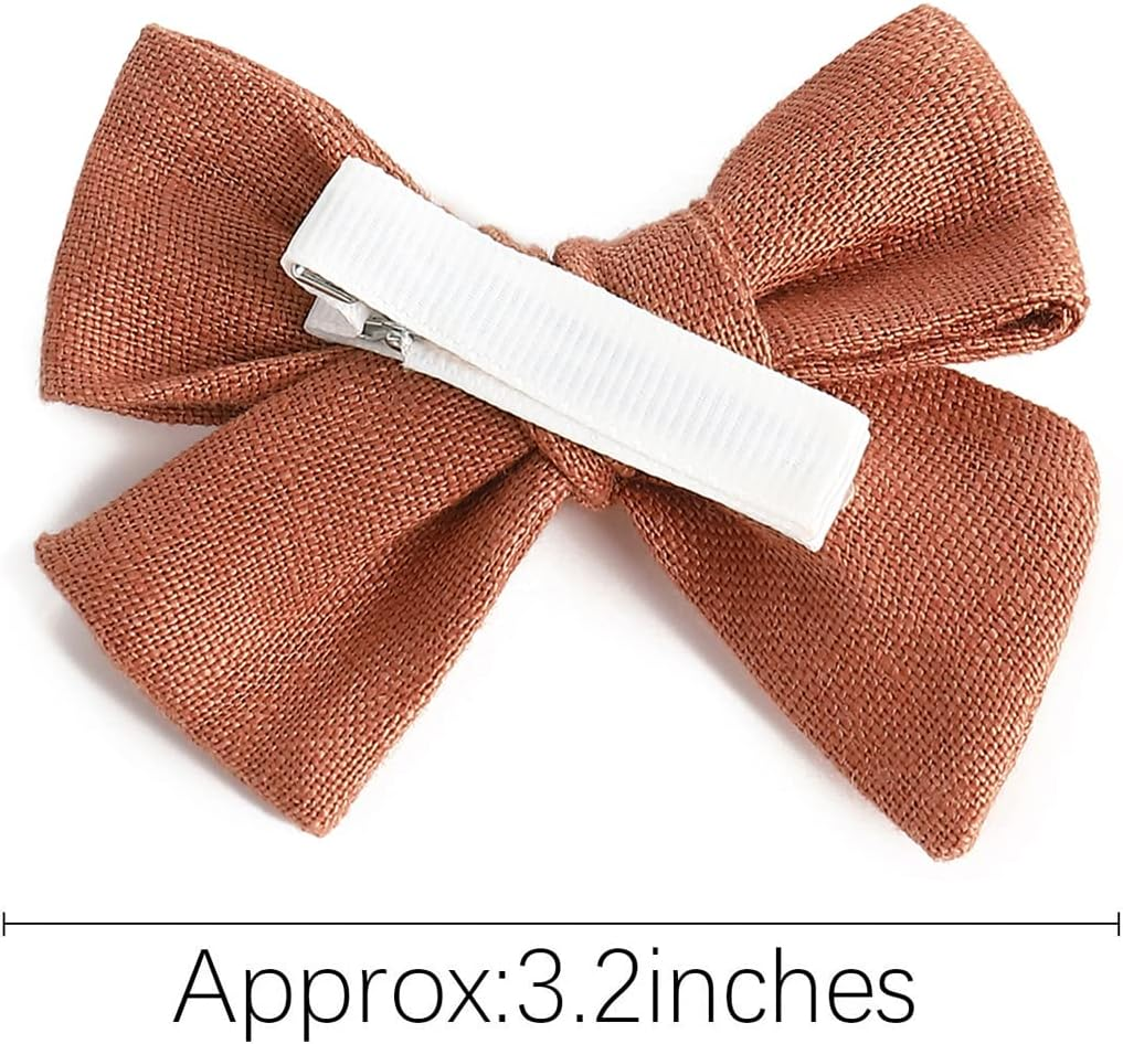 3.2'' Girls Rufous Linen Hair Bows Clips - Alligator Clips Hair Accessories for Little Girls, Toddlers, Kids, and Teens