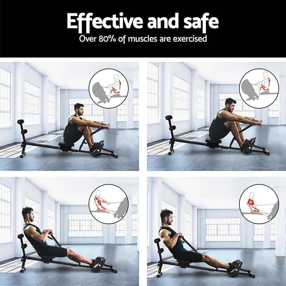 Everfit Hydraulic 12 Level Rowing Machine Rower Resistance Fitness Gym Cardio image number 6