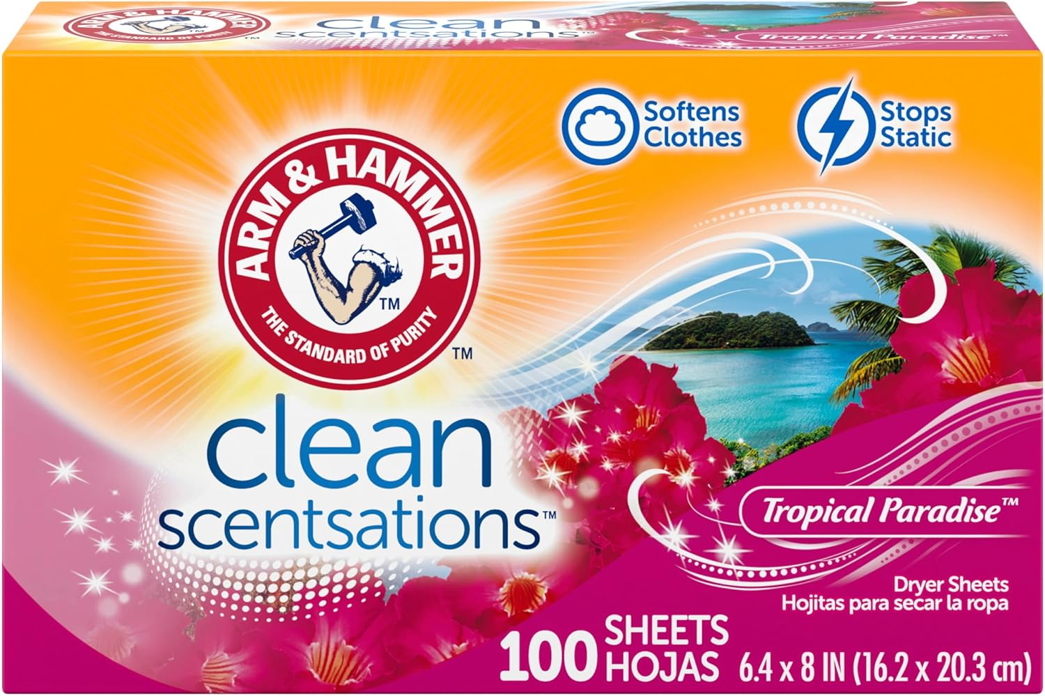 Arm & Hammer Dryer Sheets, Tropical Burst, 100 Count