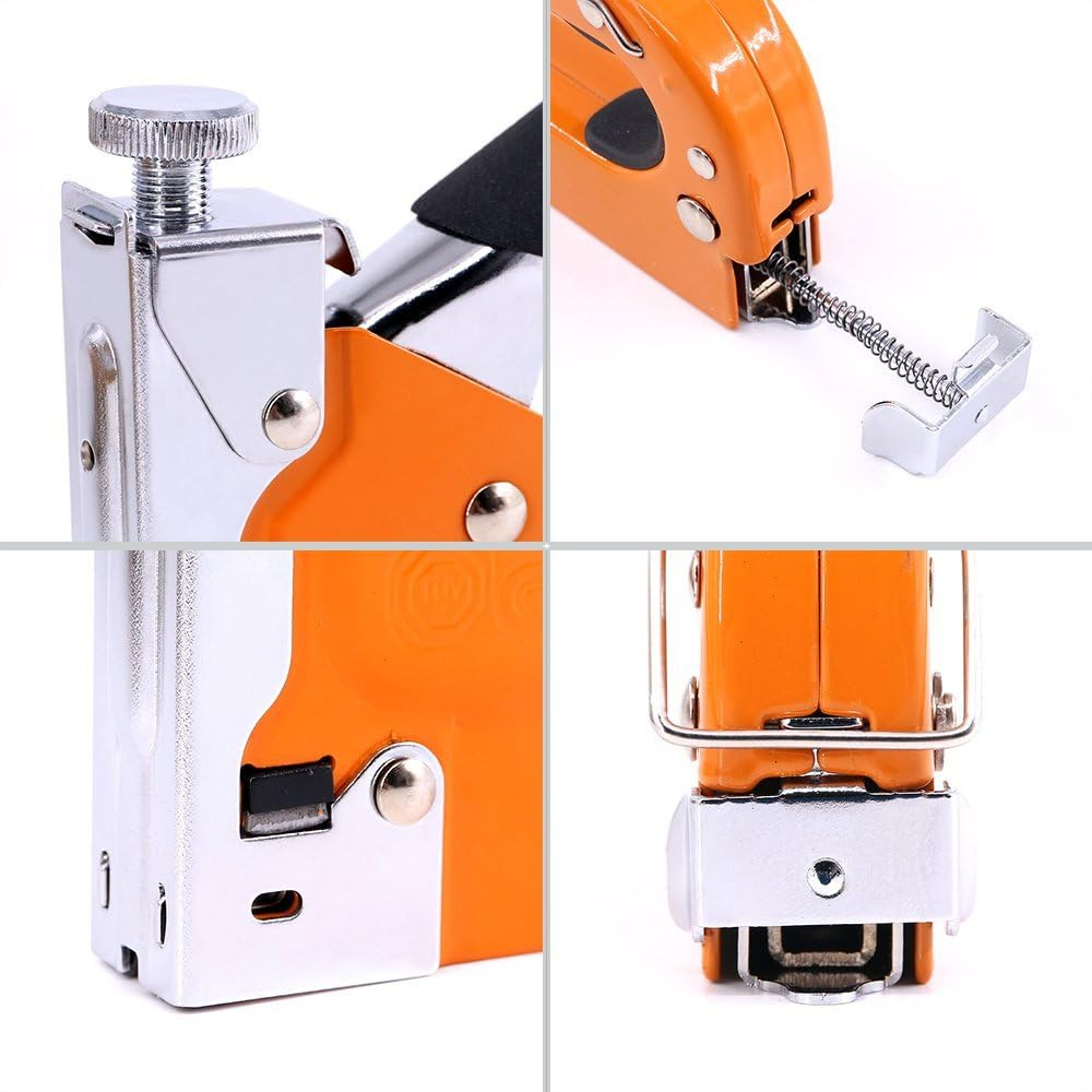 Swpeet 3-In-1 Staple Gun Kit with Staple Remover and 600 Staples Selection Pack，Hand Operated Carbon Steel Gun Tacker Tool for Upholstery, Fixing Material, Decoration, Carpentry, Furniture image number 5