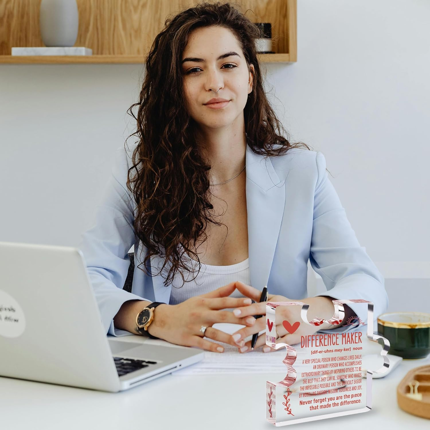 Difference Maker Gift, Thank You Gifts for Mom Boss Leader Mentor, Teacher Retirement Gifts for Women, Appreciation Gifts for Coworkers, Clear Acrylic Office Desk Decor Sign (Difference Maker) image number 6