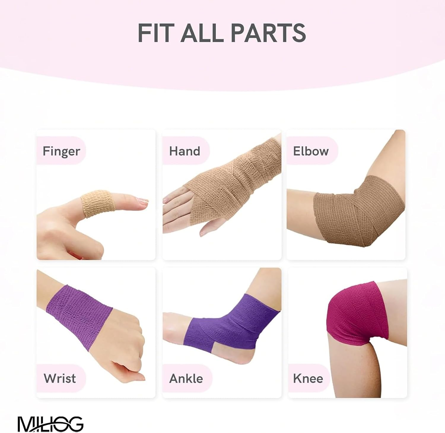 Self-Adhesive Bandage Wrap 6 Rolls - 2" X 5 Yards Cohesive Tape for First Aid, Sports, Kids & Pets image number 5