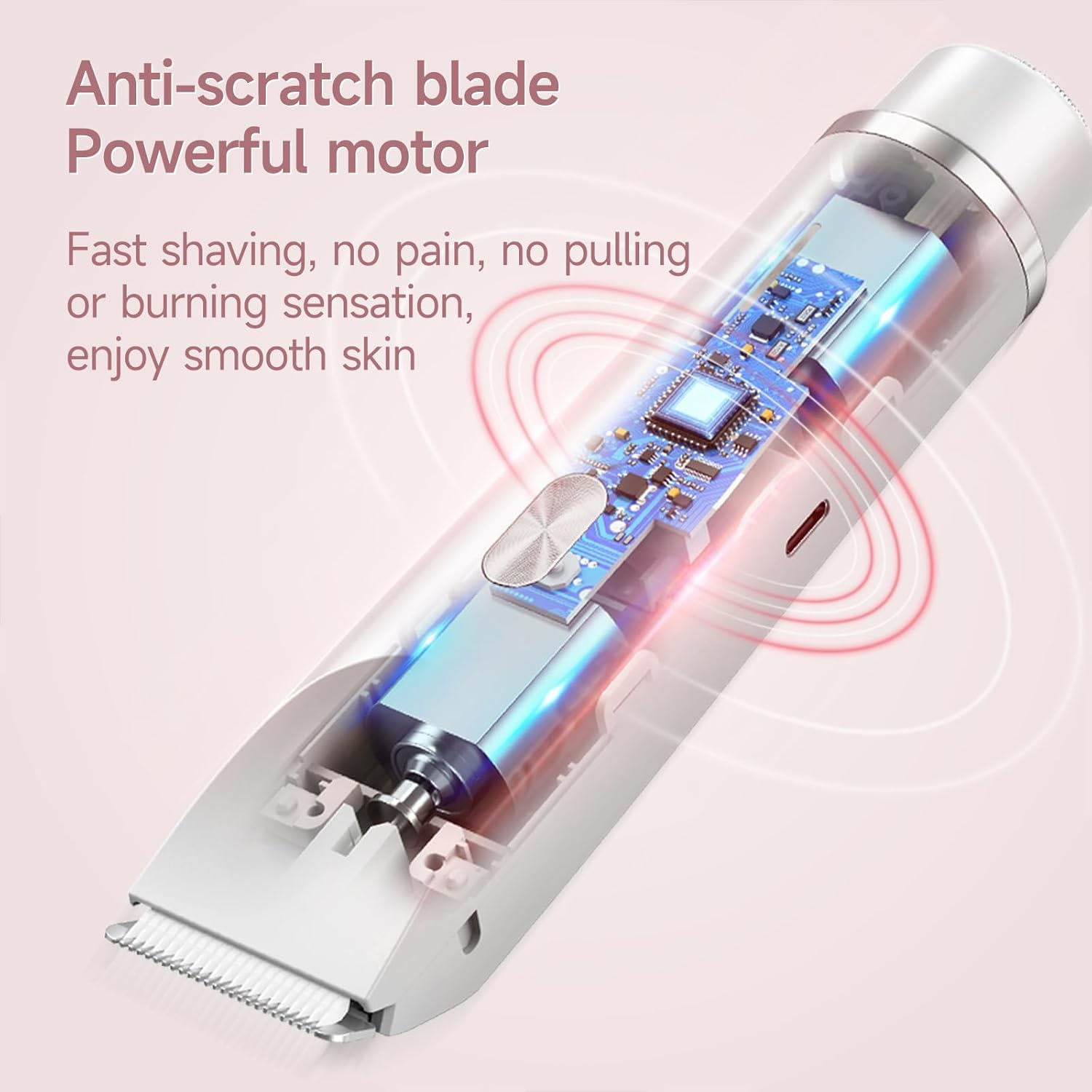 Bikini Trimmer for Women Electric Razors for Women, Double Head Dual Purpose, IPX7 Waterproof Hair Razor, Ceramic Blade Hair Trimmer Wet & Dry Use, Painless Electric Shaver for Facial and Body (White) image number 6