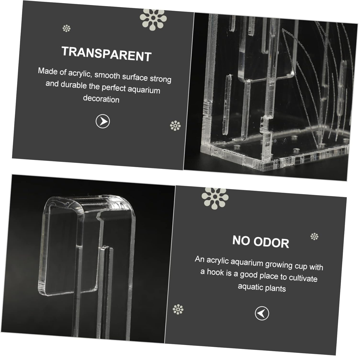 HANABASS Acrylic Aquarium Fish Tank Planter with Hook Small Hanging Water Plants Holder Creative Submersible Planting Cup for Hydroponics and Aquatic Pets image number 2