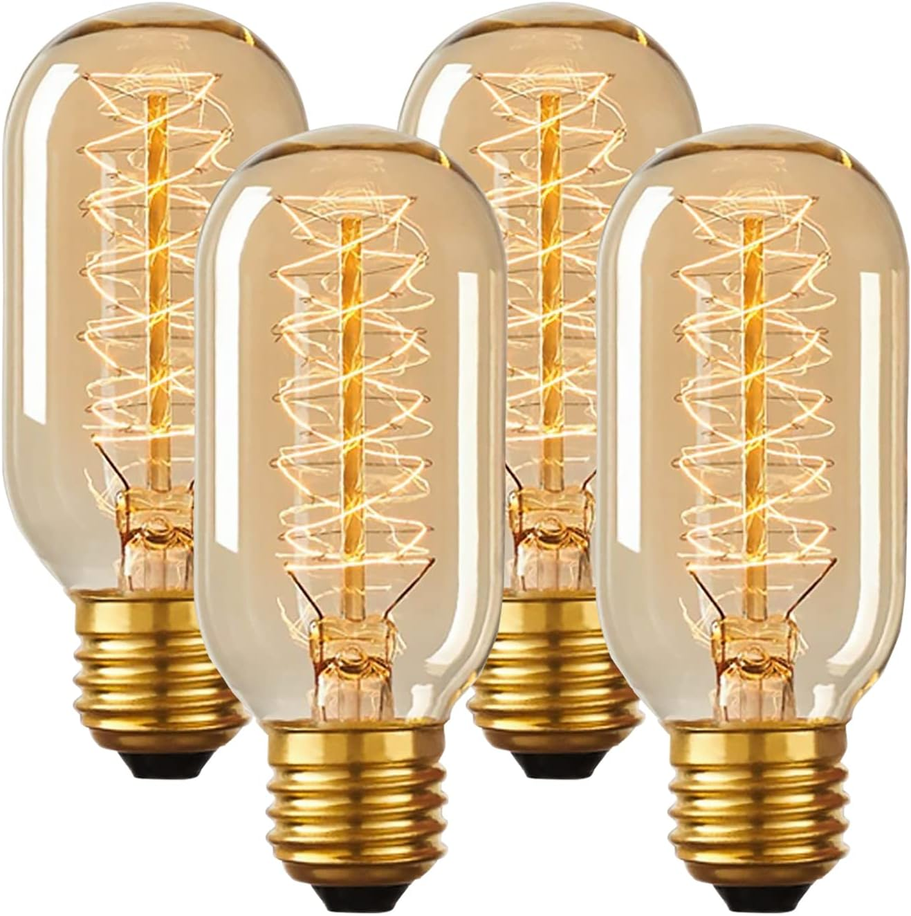 B4U E27 Vintage Edison Light Bulb 40W, 4 Pack Dimmable Decorative Filament Tube T45 Bulbs, 2700K, 230V image number 2