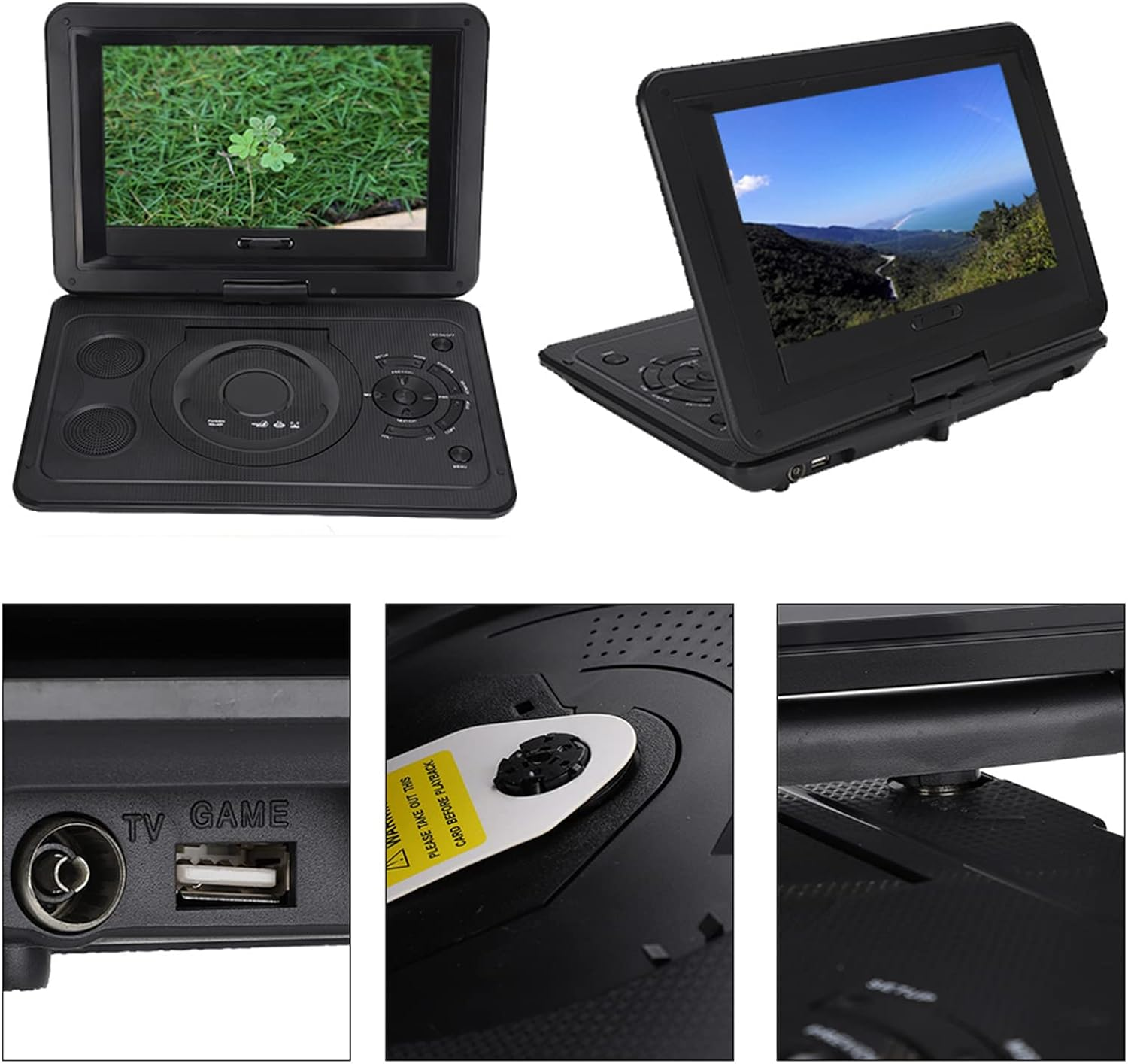 DVD Player, TV Player Media Player CD Player with Remote Control, Game Handle & 10.1 Inch HD LCD 270&deg; Rotation Screen, Compatible with AVI EVD DVD, SVCD, VCD, CD, CD-R (AU Plug)
