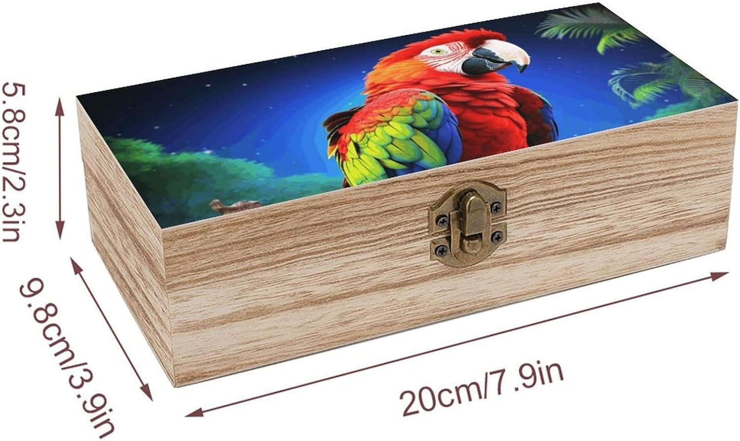 Parrot Wooden Box Wood Wedding Keepsake Boxes with Lids Small Decorative Boxes Lightweight Wooden Memory Storage Box for Crafts Keepsakes Jewelry Photo Letter Storage image number 5