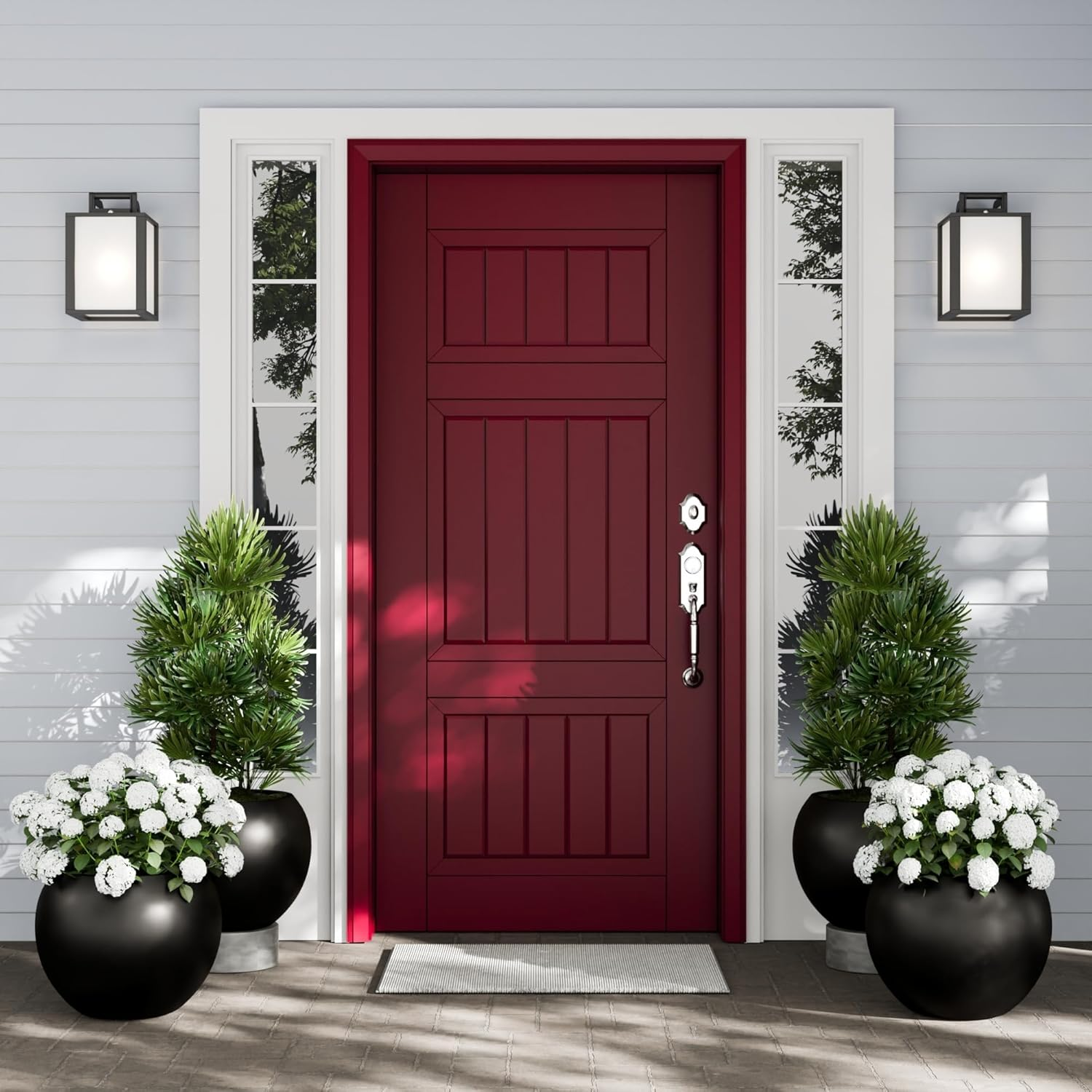 34 H X 43Cm Dia (30.5Cm Pot Opening) Black round Fiberstone Tall Planter with Drainage Hole, Indoor/Outdoor Large Plant Pot for Home Patio Garden, Ideal for Large Plants image number 2