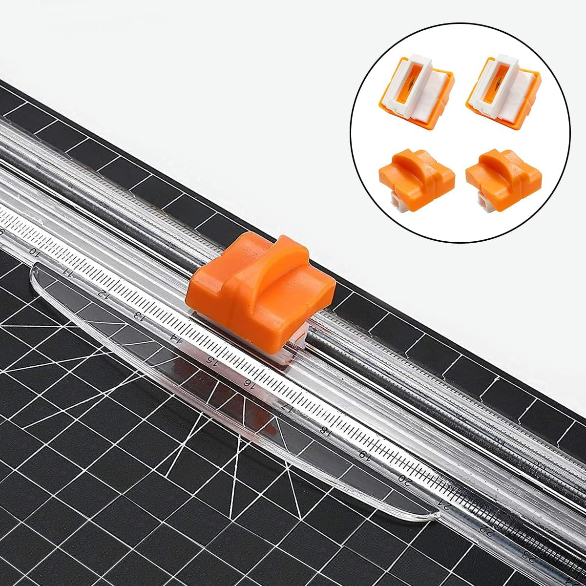 Paper Cutter Replacement Blades, 4 PCS Paper Trimmer Blades for A4 Paper Cutter (Orange) image number 1