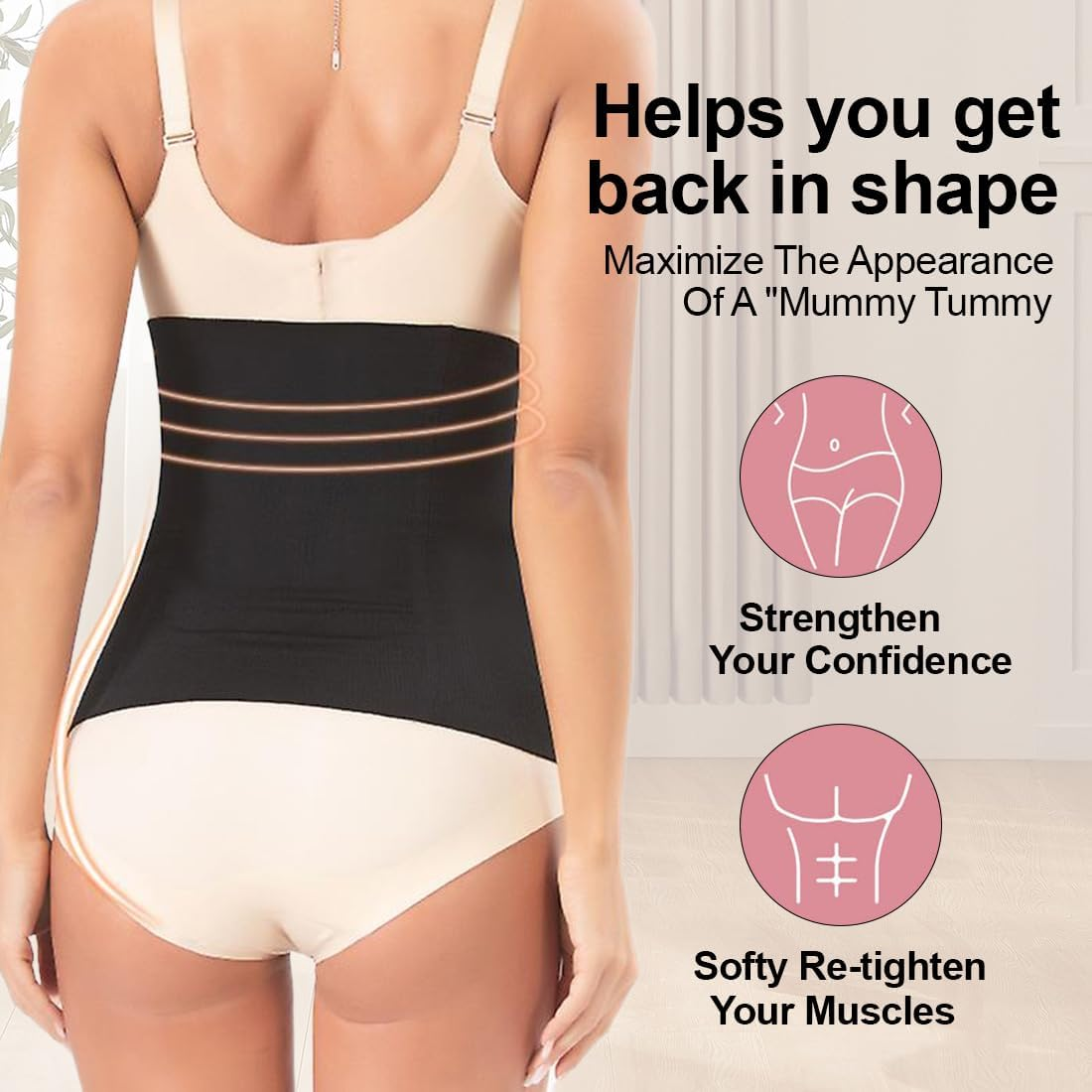 CATOR Abdominal Belt after Birth, Abdominal Band after Birth for Women, Abdominal Belt after Birth, Cesarean Section Rectus Diastasis, Belly Belt after Cesarean Section - Black image number 4