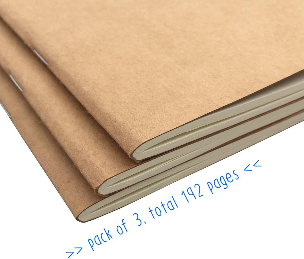 Travelers Notebook Inserts - Graph Refills for Standard Size Travelers Notebook, Set of 3, Total 192 Pages, 8.25 X 4.25 Inches - Lined image number 2