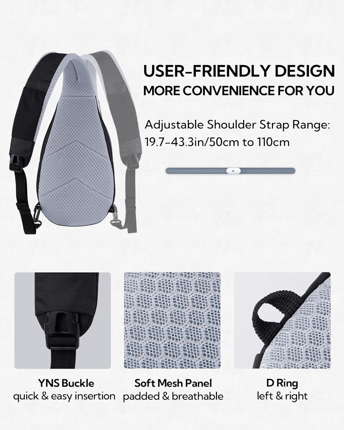 WATERFLY Small Sling Hiking Bag: Shoulder Bag for Women Men Crossbody Chest Travel Daypack image number 3