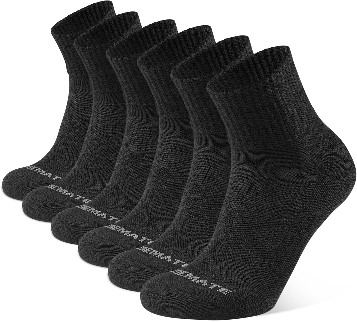 Closemate Mens Sports Trainer Quarter Socks White Black 6 Pairs Ankle Running Cotton Socks for Men and Women Non Slip anti Blister Breathable Performance Wicking Cushioned Athletic Mens Socks