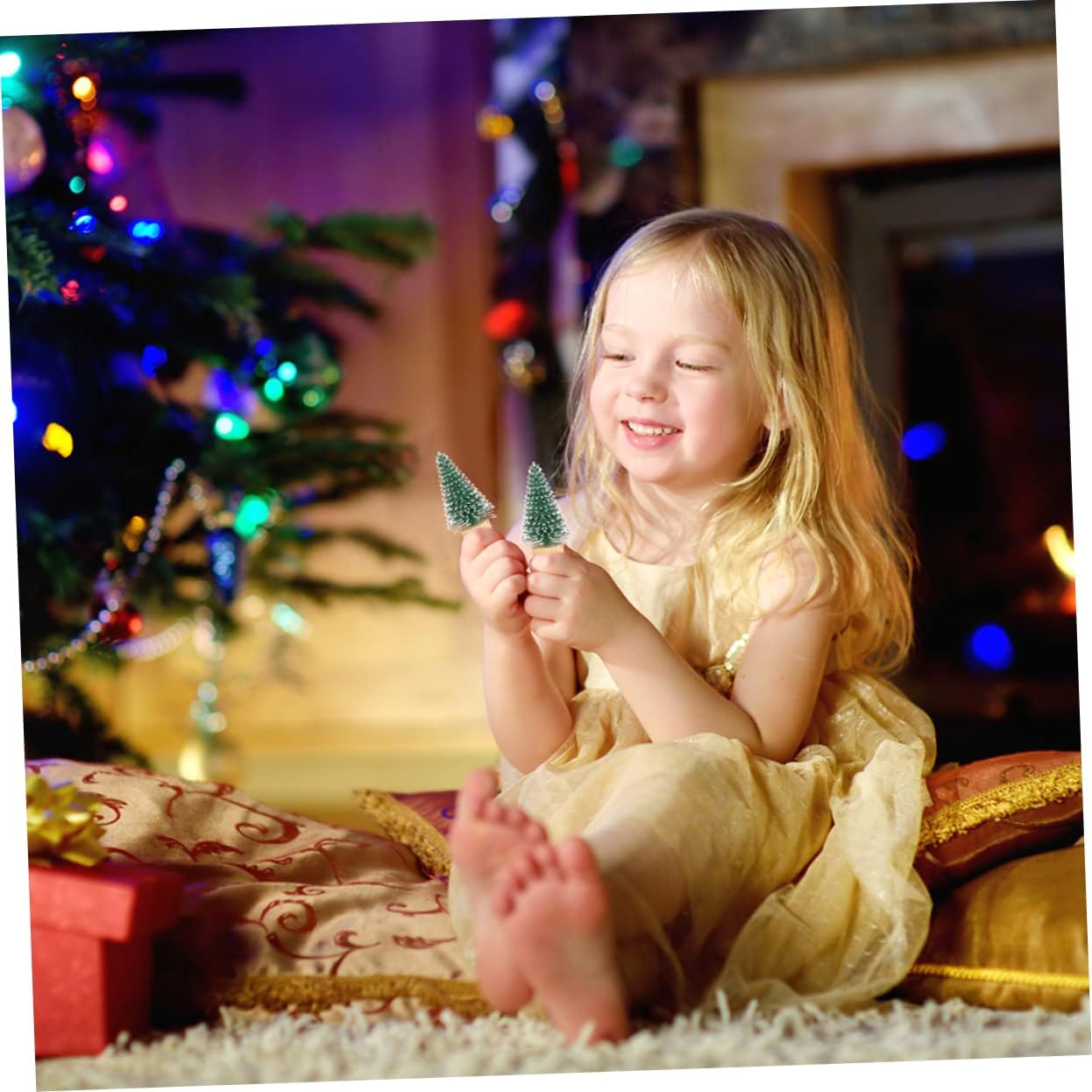 12Pcs Mini Christmas Tree Ornaments Desktop Artificial Tree Xmas Showcase Decor Artificial Christmas Ornaments image number 4