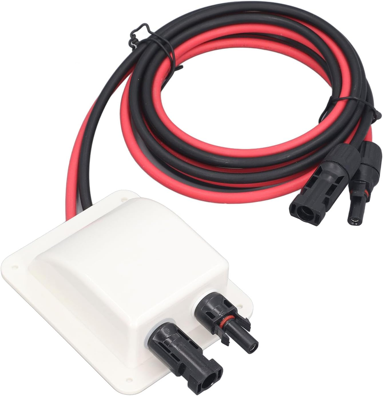 Solar Double Cable Entry Gland, Multiple Safety Protections Low Power Loss UV Resistant RV Solar Entry Housing with 2M 10AWG Extension Cord for Yacht