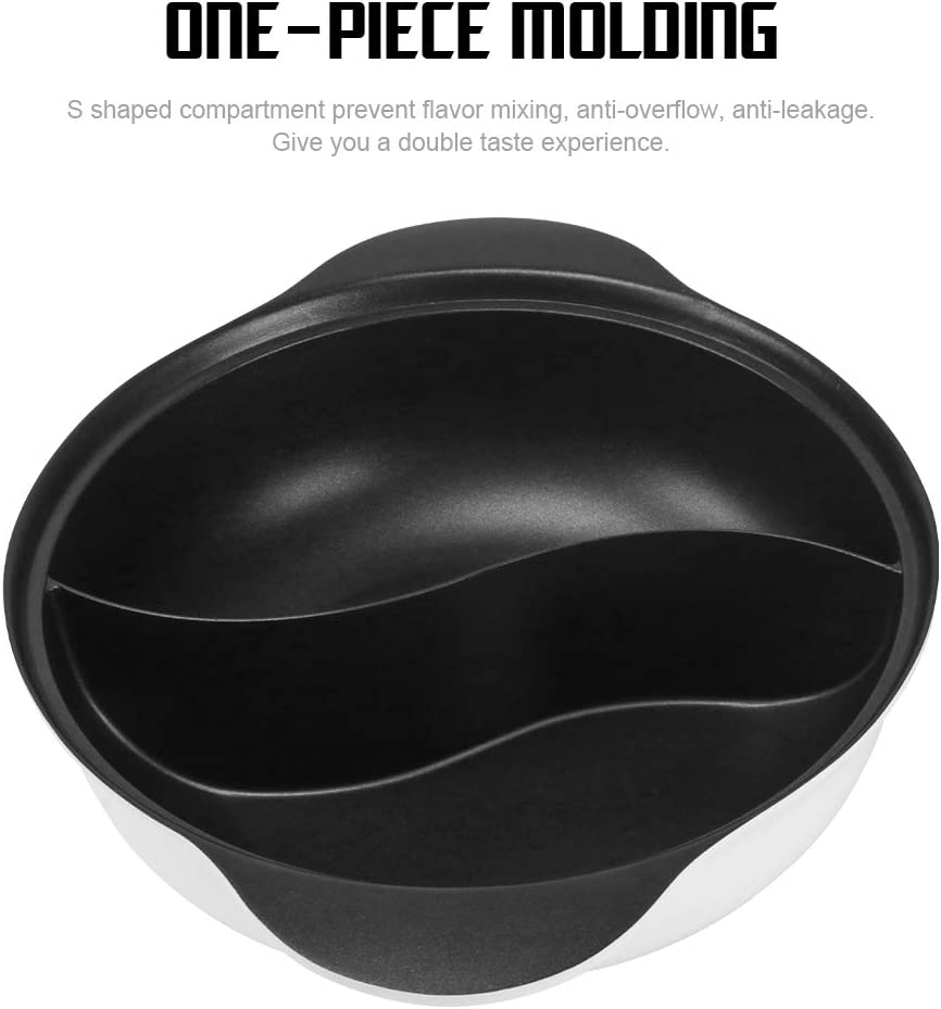 Hot Pot with Divider for Induction Cooker Dual Sided Soup Cookware Two-Flavor Chinese Shabu Shabu Pot for Home Party Family Gathering, 4.5 Quart (White) image number 5