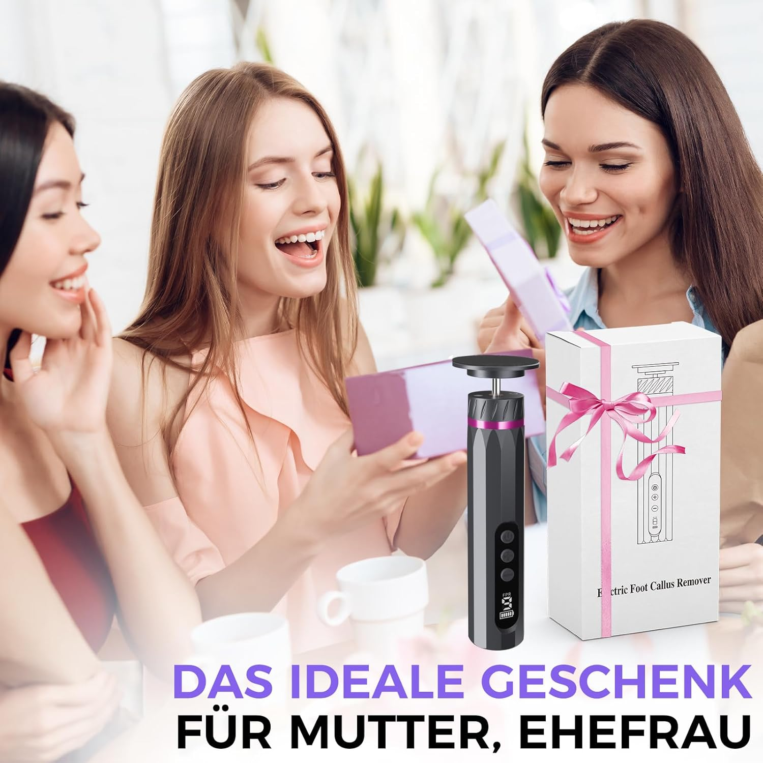 Bostar Electric Callus Remover, 9 Gear, 3-In-1 Professional Callus Removal, Foot Care, Nail Care, Pedicure Set with LED Display, 2 Nano Glasses, 40 Replacement Pads for Dead Hard Skin Women (Pink) image number 6