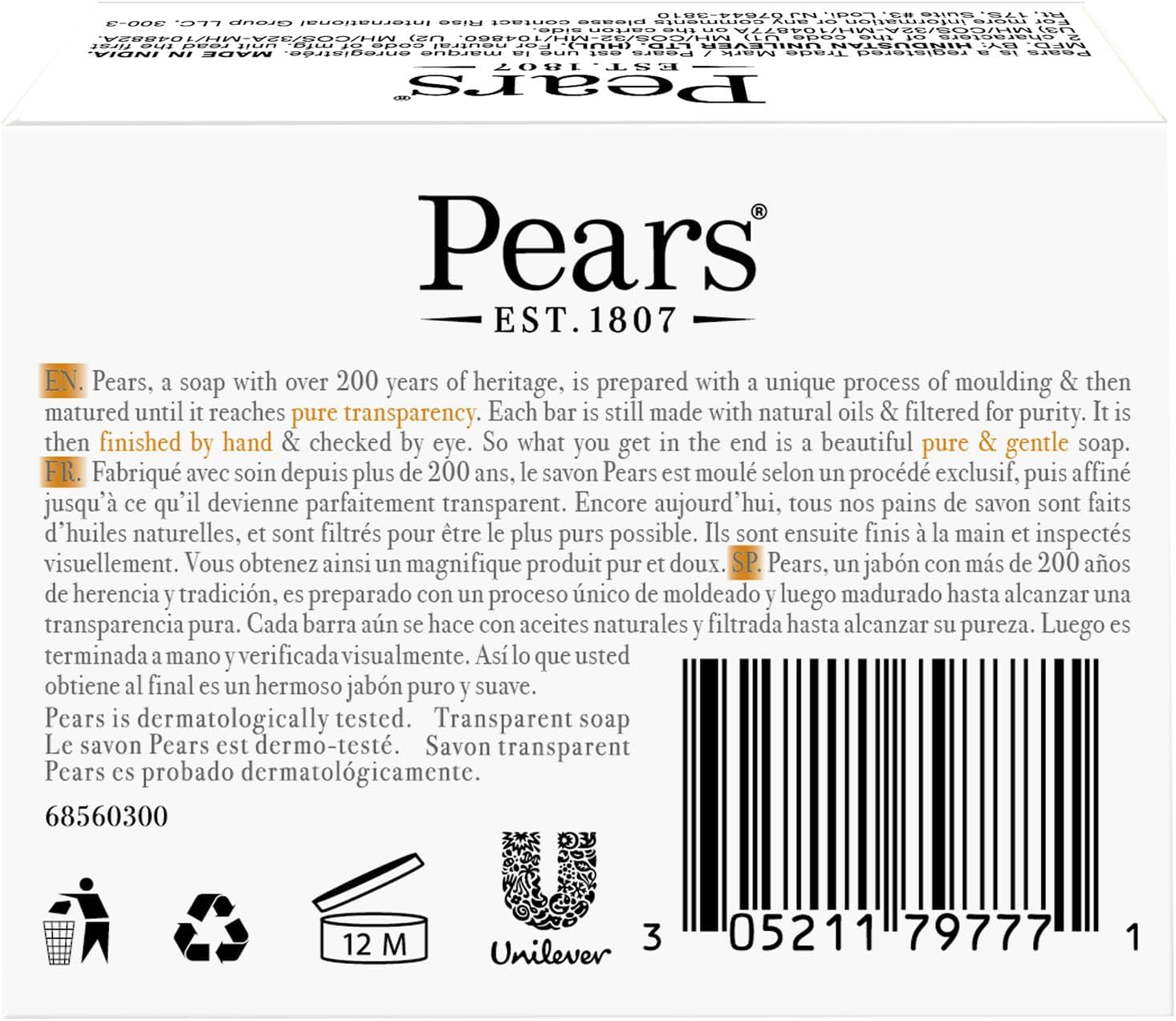 Pears Transparent Glycerin Bar Soap 3.5 Oz Each (Two Pack) image number 2