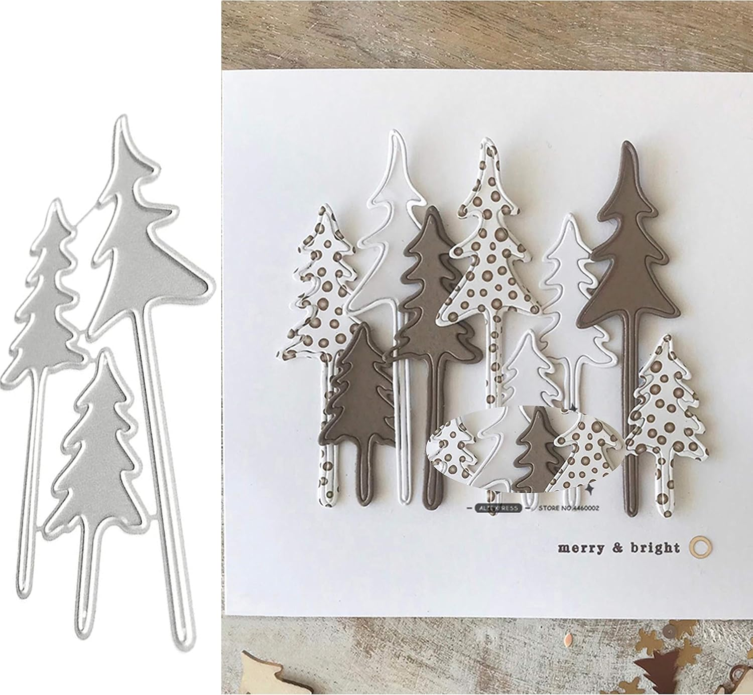3Pcs Tree Metal Die Cuts,Christmas Tree Cedar Deer Cutting Dies Cut Stencils for DIY Scrapbooking Album Decorative Embossing Paper Dies for Card Making image number 4