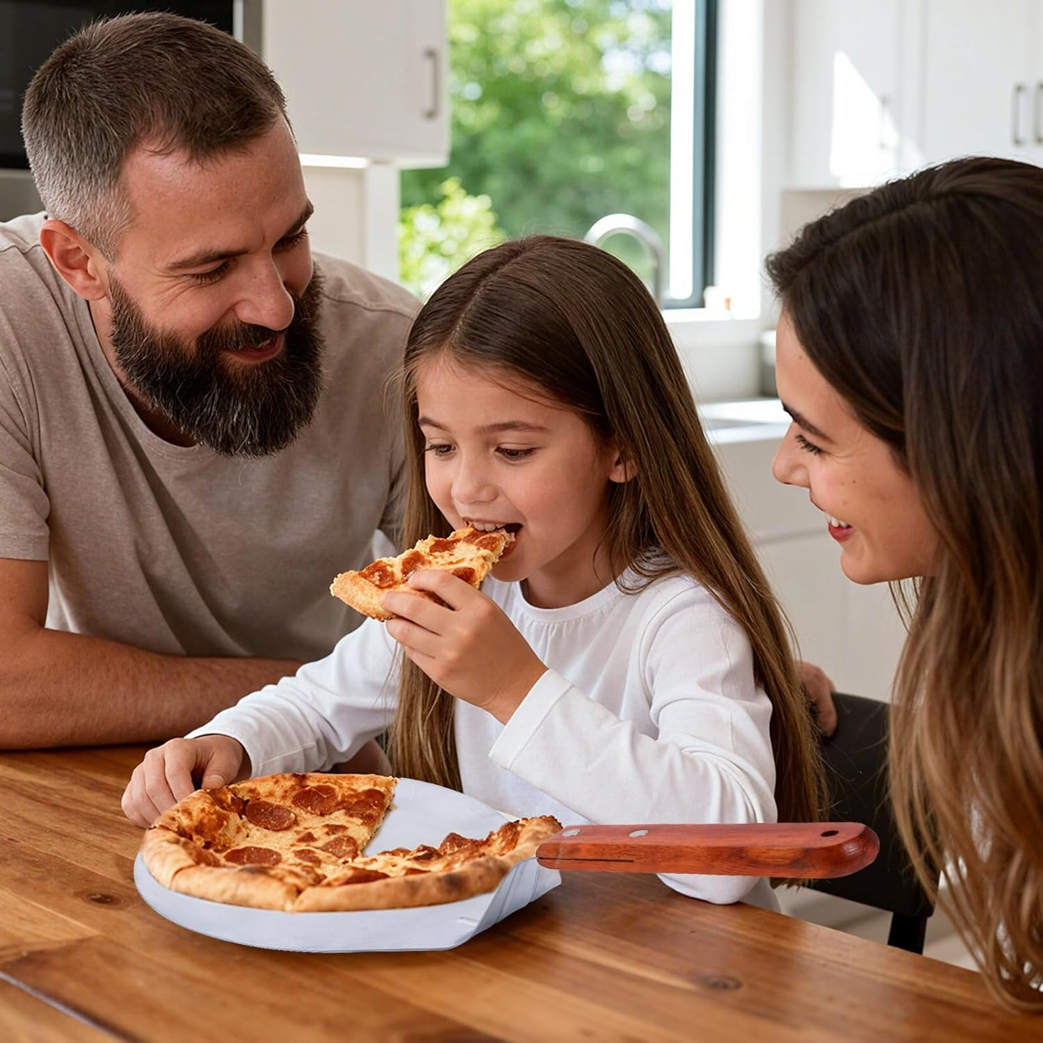 UTENEW Stainless Steel Pizza Spatula Peel Shovel Cake Lifter Wood Handle Plate Holder Baking Tool Baking Homemade Pizza 8Inch image number 4