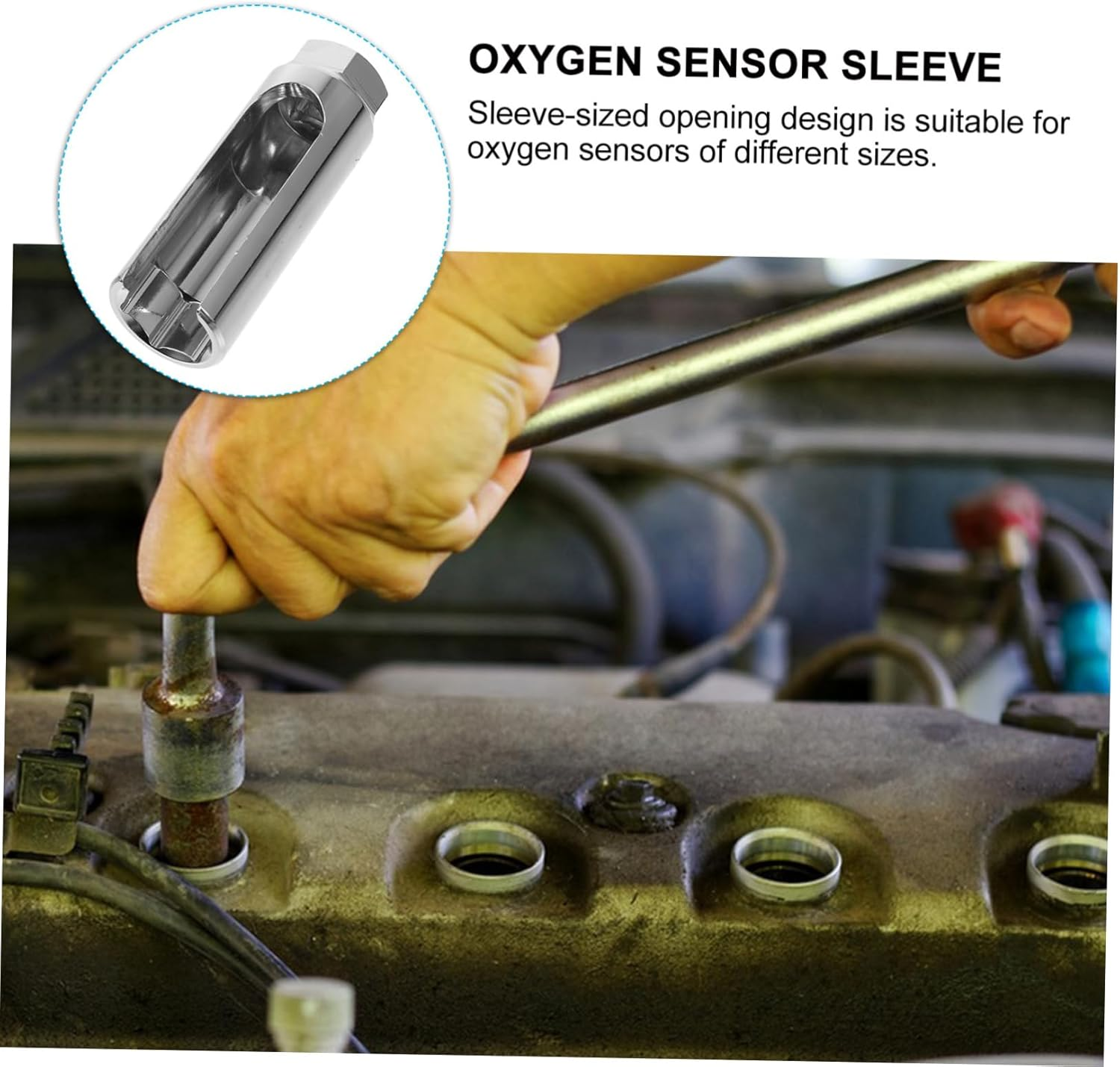 DECOMELODY O2 Sensor Socket Removal Tool 1/2 Inch Large Opening 9Cm White Auto O2 Sensor Removal Socket Compatible Universal Automotive Repair image number 2