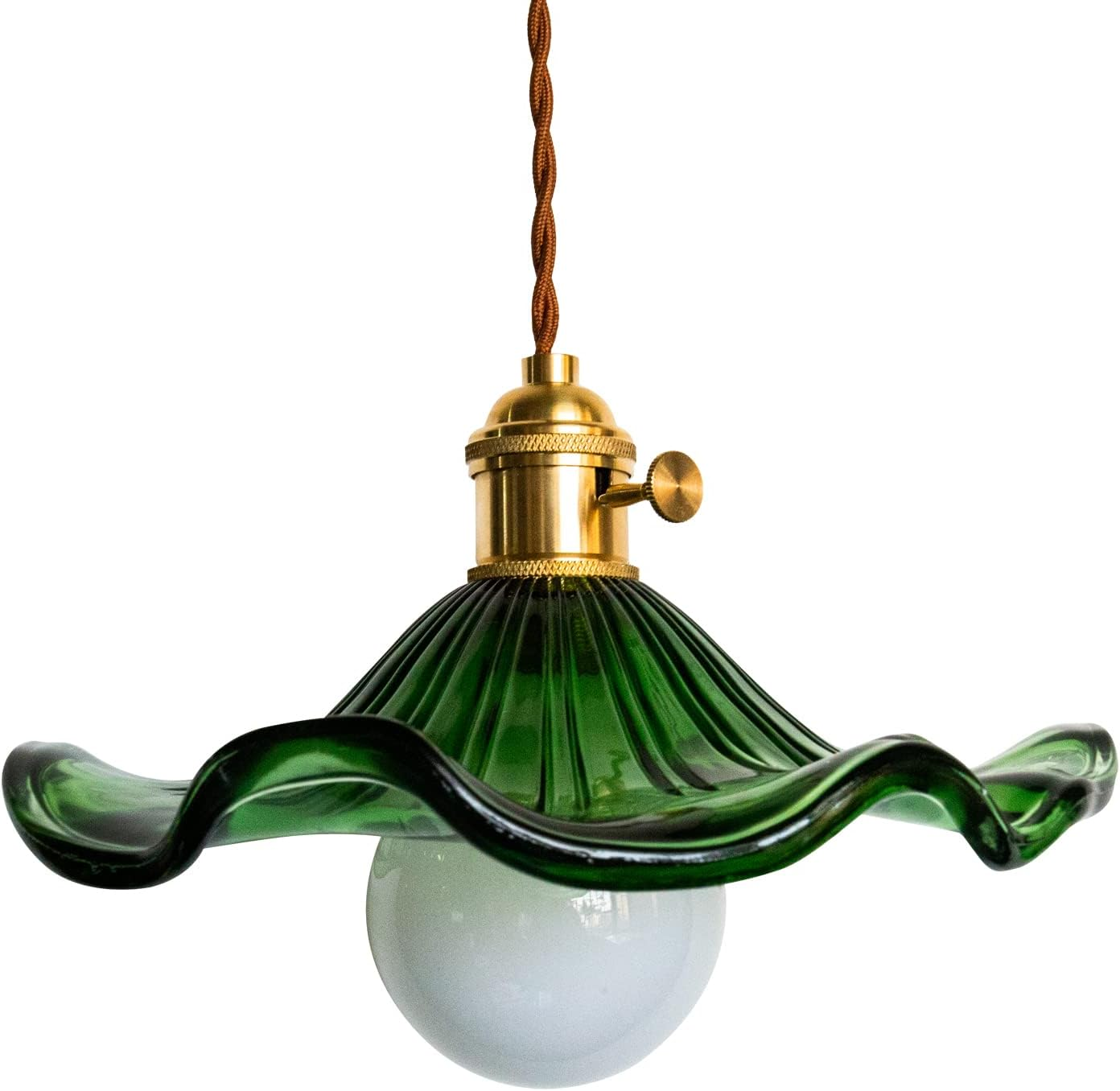 Green Modern Pendant Light Glass Pendant Lamp Shade E27 Pendant Ceiling Lights Bulb Industrial Ceiling Light Pendant Lights for Dining Table Dining Room Living Room Cafe (Green) - Transparent image number 4